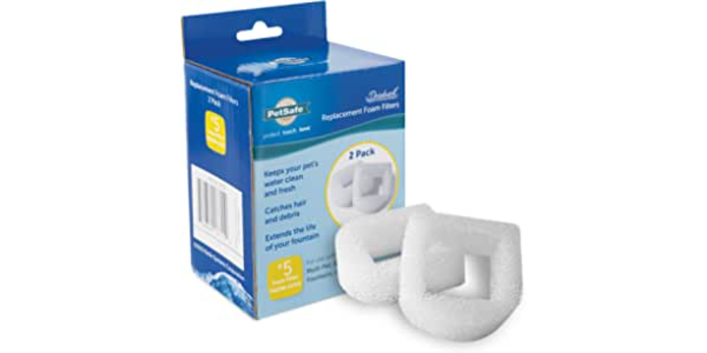 PetSafe Drinkwell Replacement Foam Filters Compatible with PetSafe Ceramic and Stainless Steel Pet Fountains, for Water Dispensers, 2 Count Pack - PAC00-13711, white