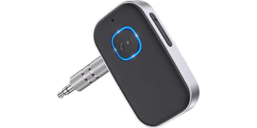 COMSOON Bluetooth 5.0 Receiver for Car, Noise Cancelling Bluetooth AUX Adapter, Bluetooth Music Receiver for Home Stereo/Wired Headphones/Hands-Free Call,16H Battery Life-Black+Silver