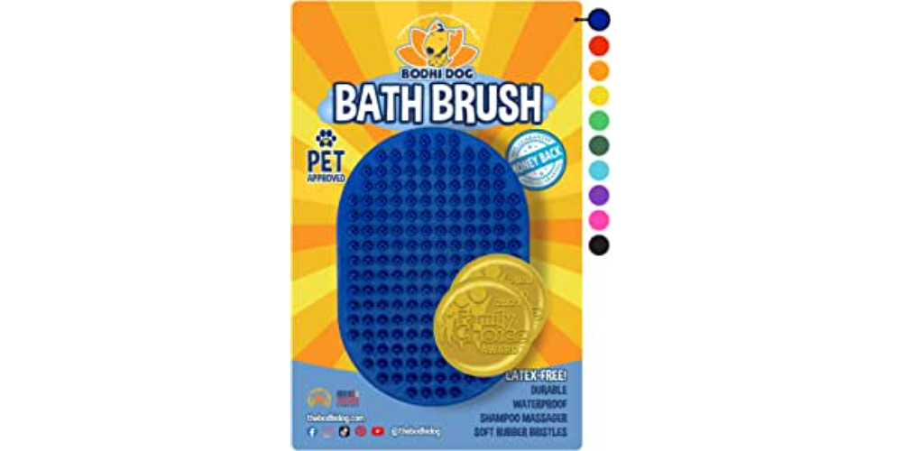 Bodhi Dog Shampoo Brush | Pet Shower & Bath Supplies for Cats & Dogs | Dog Bath Brush for Dog Grooming | Long & Short Hair Dog Scrubber for Bath | Professional Quality Dog Wash Brush