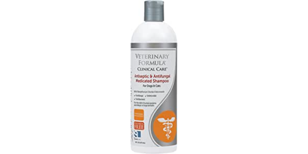 Veterinary Formula Clinical Care Antiseptic and Antifungal Medicated Shampoo for Dogs & Cats, 16oz – Helps Alleviate Scaly, Greasy, red Skin – Paraben, Dye, Soap-Free