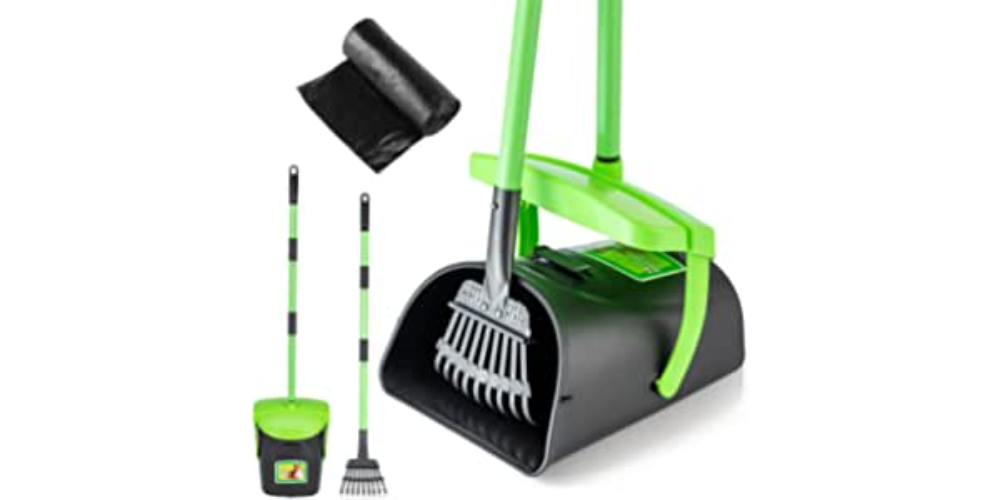 MXF Pooper Scooper Swivel Bin & Rake Kit with 20 Waste Bags, 36.6" Long Handle Adjustable Portable Non-Breakable Dog Pooper Scooper for Large Medium Small Dogs, Poop Scooper for Lawn Yard Dog Kennel