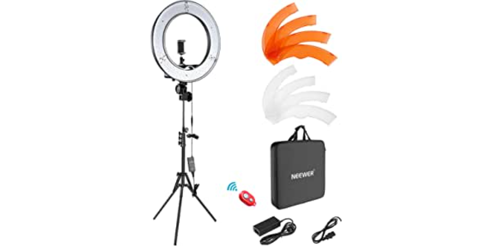 Neewer Ring Light Kit:18"/48cm Outer 55W 5500K Dimmable LED Ring Light, Light Stand, Carrying Bag for Camera,Smartphone,YouTube,TikTok,Self-Portrait Shooting, Black, Model:10100416