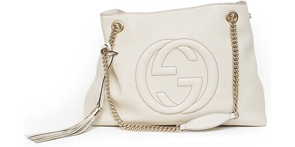 Gucci Soho Ivoire Ivory Gold Double Chain Soft Hobo Leather Shoulder Bag Italy Authentic New