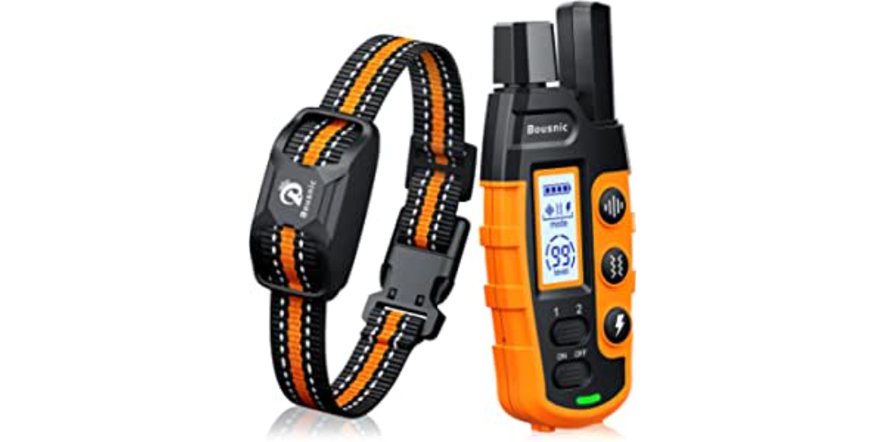Bousnic Dog Shock Collar - 3300Ft Dog Training Collar with Remote for 5-120lbs Small Medium Large Dogs Rechargeable Waterproof e Collar with Beep(1-8), Vibration(1-16), Safe Shock(1-99) (Orange)